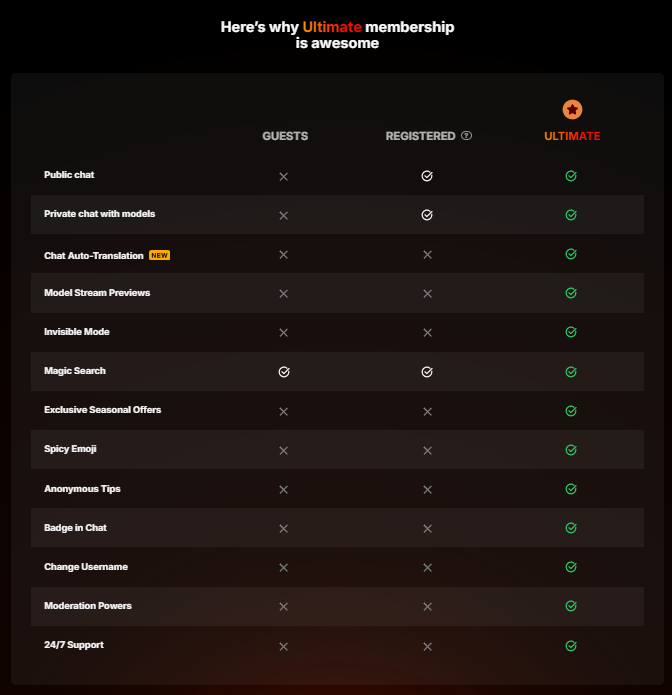 Image of Stripchat Ultimate perks